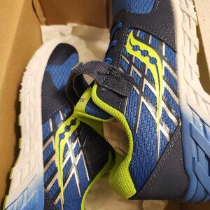 NEW SAUCONY kids xw 3.5 lace sneaker in blue/green